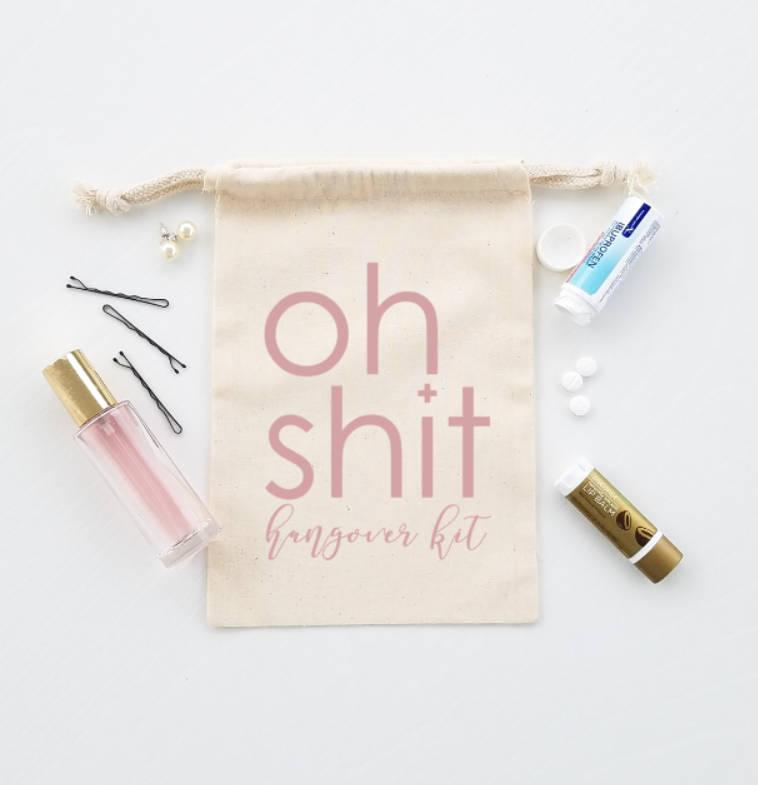 Mariage - Rose gold bachelorette hangover kit, oh shit hangover kit, hangover bag, bachelorette party favor, personalized hangover kit bag, hangover