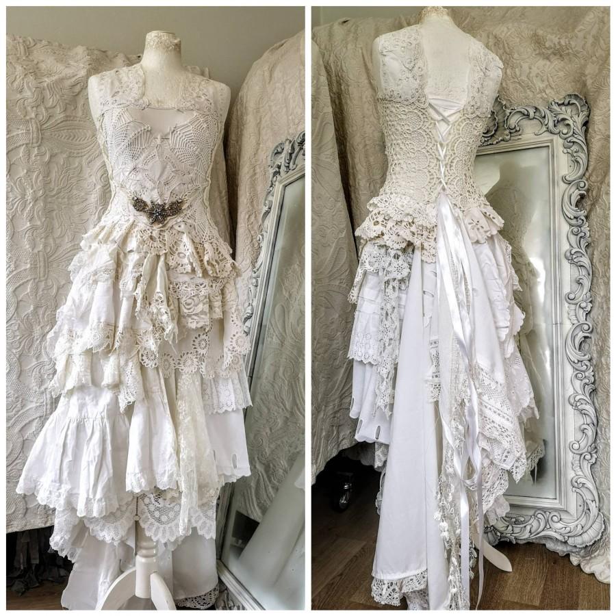زفاف - Gypsy wedding dress antique lace,bridal gown for faries, Bohemian lace wonder