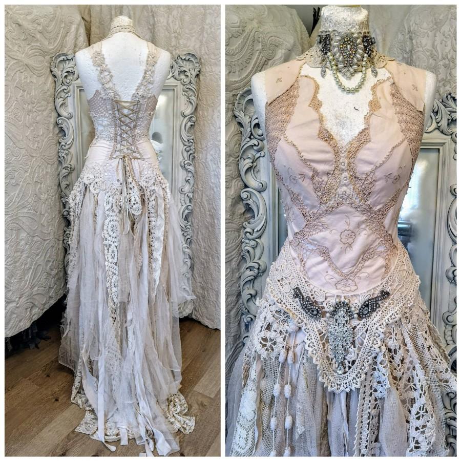 Mariage - Boho wedding dress antique lace,bridal gown for faries, Bohemian lace wonder