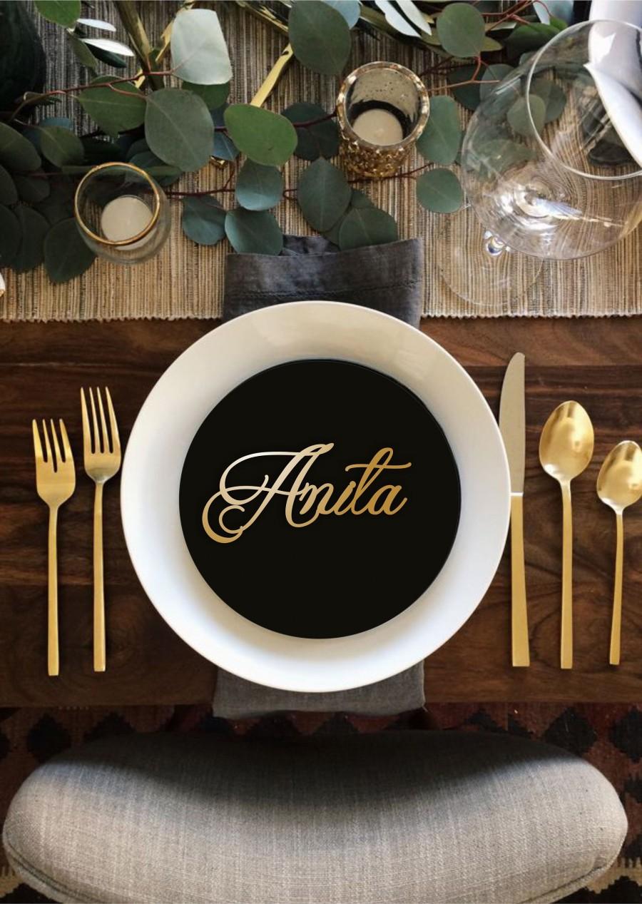 Свадьба - Sale Place Name - Gold Place Name - Wooden Wedding Place Name -  Place Setting - Please Enter your phone number in the "NOTE to the seller"