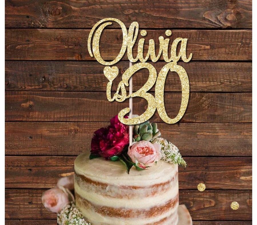 زفاف - Personalised name age birthday glitter cake topper, 30th,40th,50th cake decoration