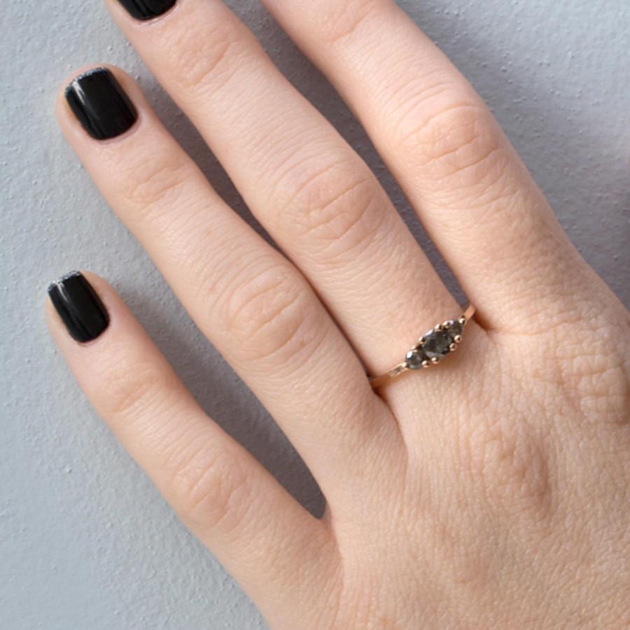 زفاف - Unique Diamond Ring, White Gold Ring, Diamond Engagement, Gold Ring, Gray Diamond Ring, 3 Diamond Ring, Promise Ring, Gold Engagement Ring