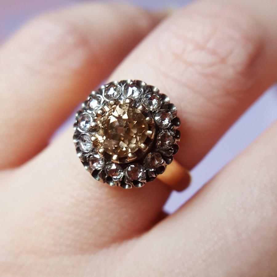 Hochzeit - Champagne Diamond Engagement Ring