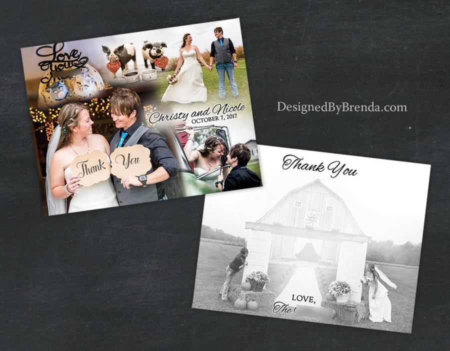 زفاف - Blended Photo Collage Wedding Thank You Postcards, with image on back - Free Shipping Worldwide - Artistic and Unique, Custom Designed