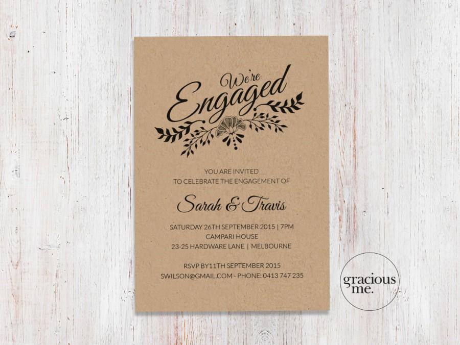 Hochzeit - Engagement Invitation, Printable, Made to Order, Engagement Party Invitation