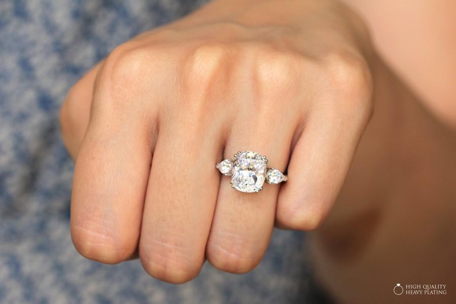 Wedding - 3.90 ct. Center Engagement Ring-Antique Cushion Cut Diamond Simulant-Bridal Ring-Wedding Ring-Anniversary Ring [3714]