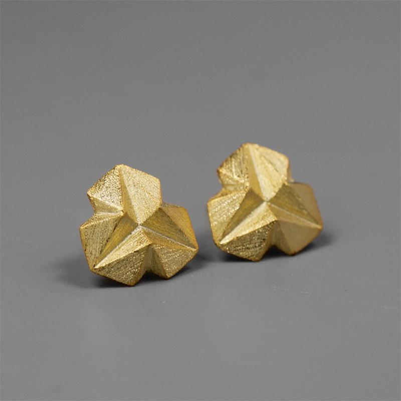 Hochzeit - Natural Handmade Minimalism Style Stereoscopic Triangle Stud Earrings 100% 925 Sterling Silver Earring Fine Jewelry For Women