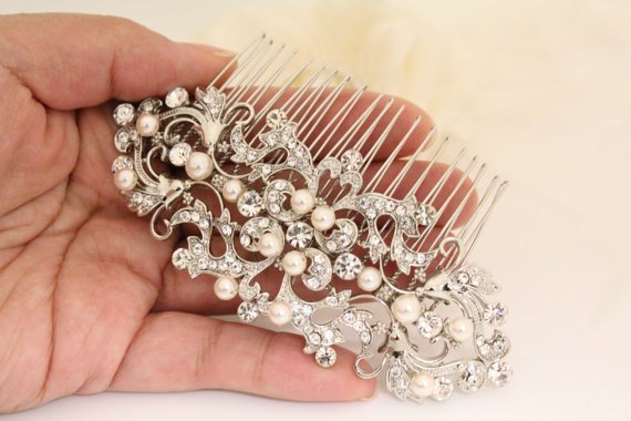 Mariage - wedding comb for brides Crystal Bride Wreath Vine Wedding Bridal Comb Accessories Hairpiece Headpiece Weddings Brides Accessory Pearl comb