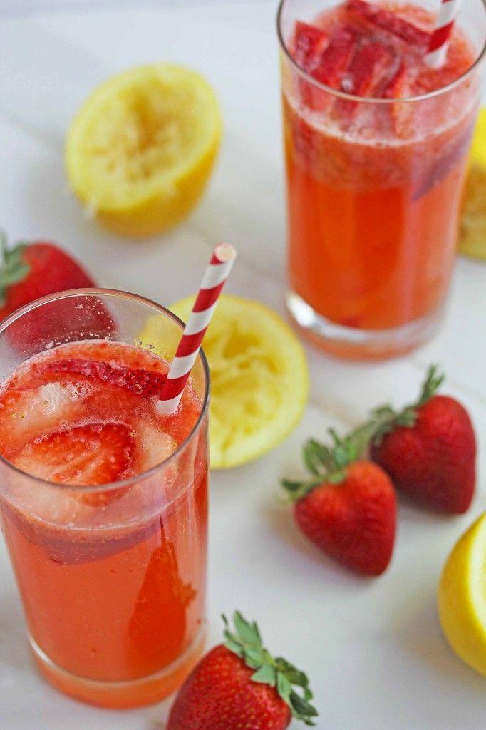 Hochzeit - Strawberry Lemonade- The Perfect Summer Drink With A Bit Of Sparkle! 