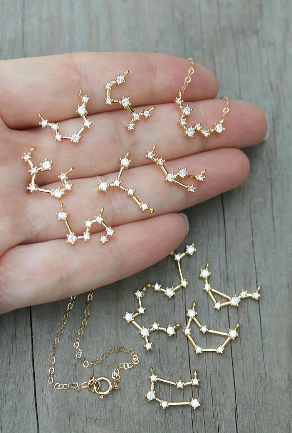 Wedding - Perfectly Minimal And Dainty, This 14k Gold Filled Necklace Is Made With A Celestial Constellation Pendant, Set With Miniature Cubic Zirconia… 