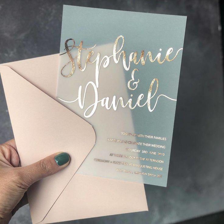 Hochzeit - One Fine Day On Instagram: “Why Not Branch Out From Paper And Try These Transparent Invites With Metallic Writing? We Love Keen Couple… 