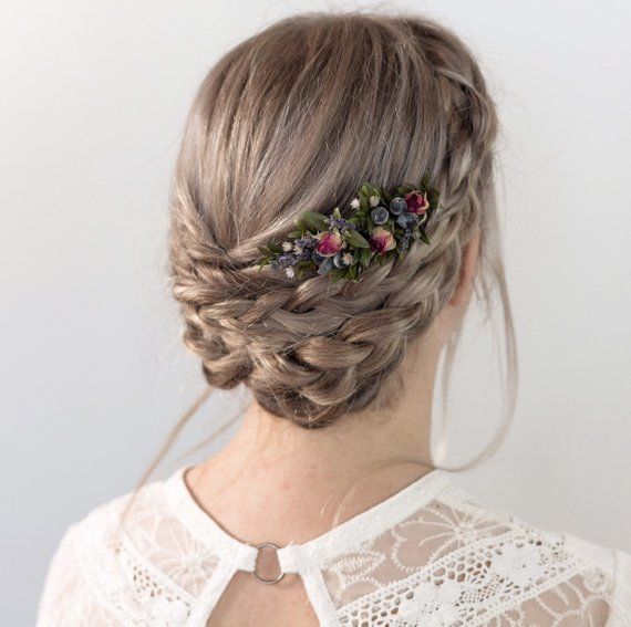 Свадьба - Lavender Flower Comb- Dried Flower Comb- Rustic Wedding Hair Comb- Boho Wedding Comb 