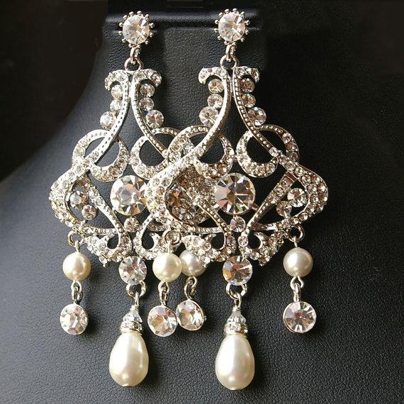 Mariage - Rhinestone Vintage Bridal Wedding Chandelier By Luxedeluxe On Etsy 