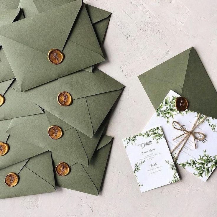 Hochzeit - Sage Green Wedding Envelope And Wax Seal 