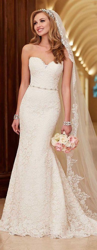 Mariage - White Newest Wedding Dress,lace Bridal Dress, Strapless Weeding Dress Mermaid Wedding Dress