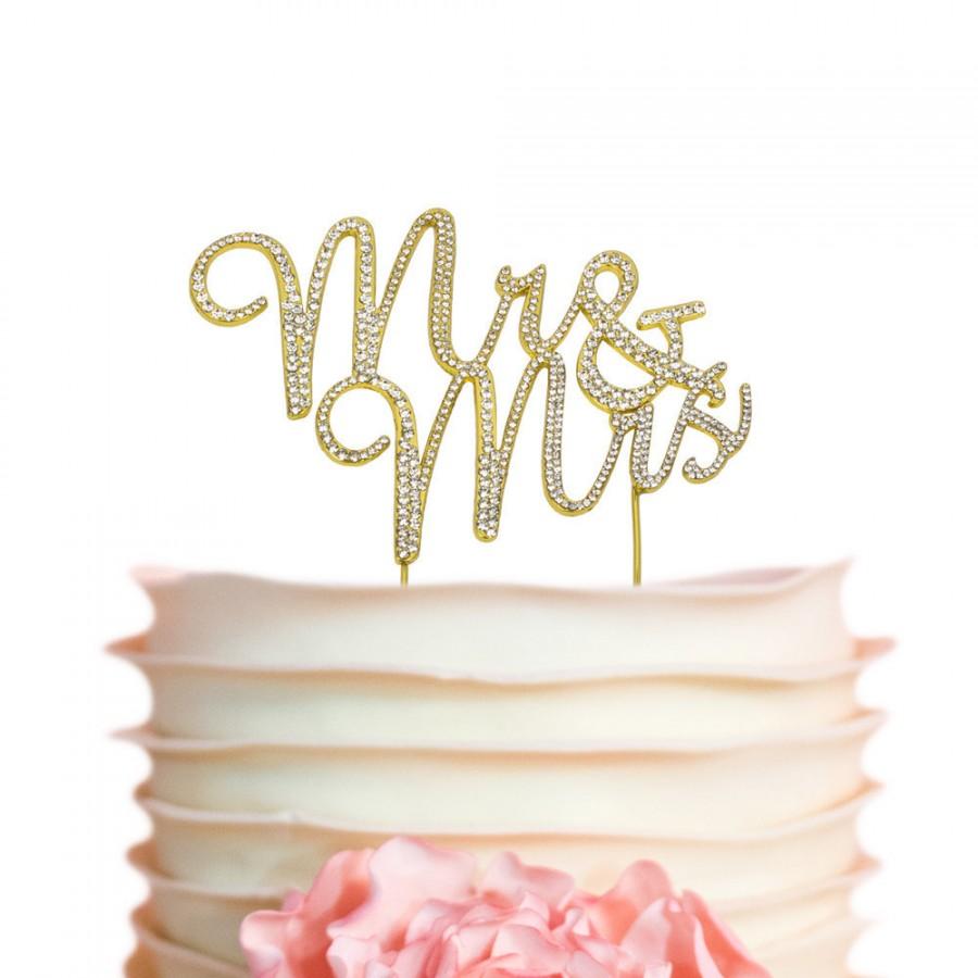 Wedding - Mr and Mrs GOLD Cake Topper - Mr & Mrs Cake Topper for Wedding, Bridal Shower, Wedding Shower, Hen Party, Anniversary Cake - Ships Next Day!
