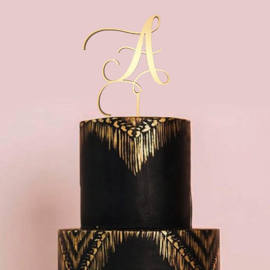 Wedding - Monogram Cake Topper, Letter Cake Topper, Wedding Cake Topper, Custom Cake Topper, Wedding Monogram, Glitter Cake Topper, Rose Gold Cake