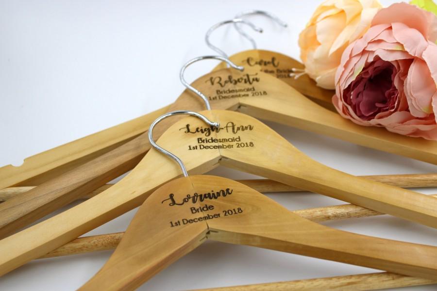 Wedding - Personalised wooden laser engraved coat hangers