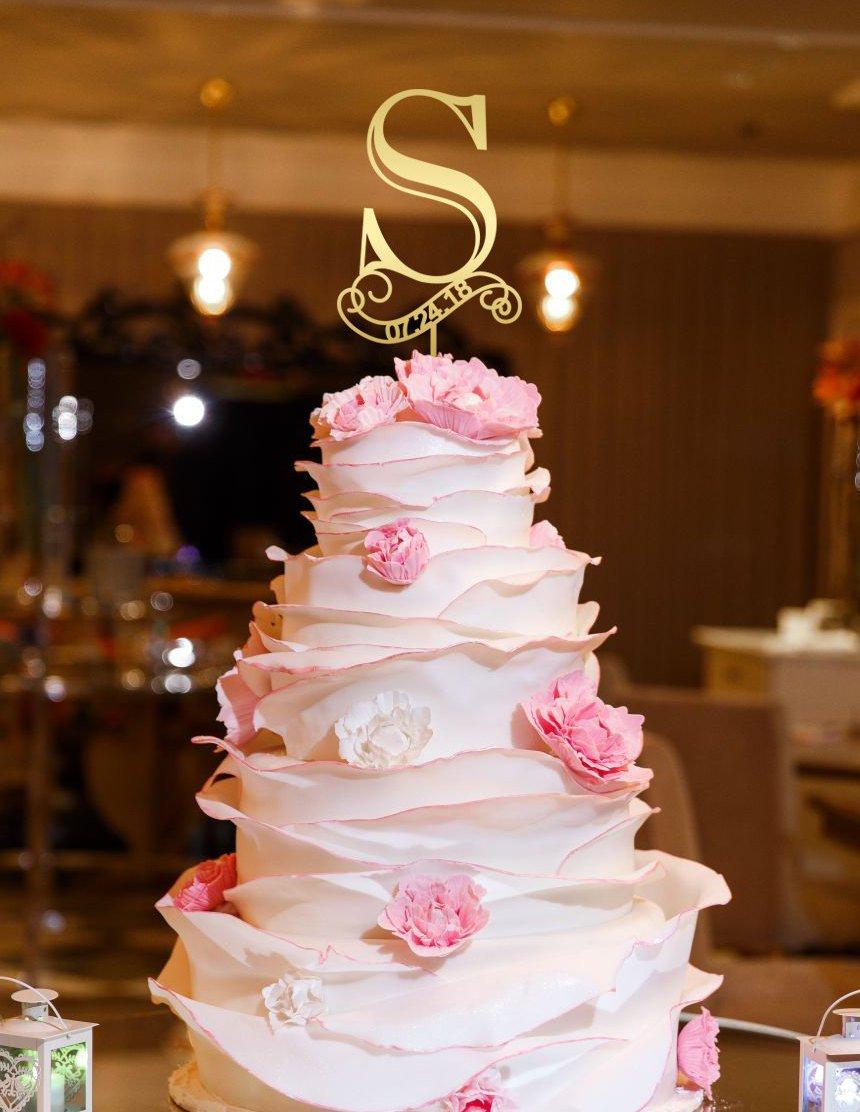 Свадьба - S Cake Topper Wedding Cake Topper date Personalized Cake Topper S Custom Personalized Wedding Cake Topper initial wedding cake toppers