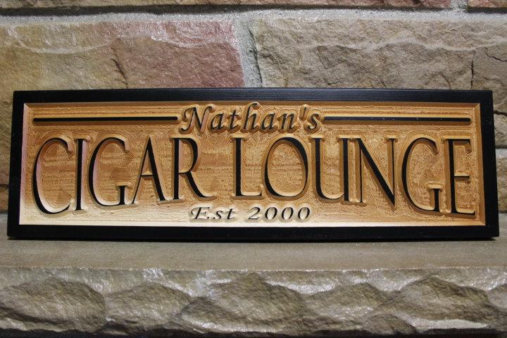 Mariage - cigar bar sign, custom name sign, personalized signs, wood wall art, boyfriend gift, cigar lounge, custom wedding bar signs, man cave decor