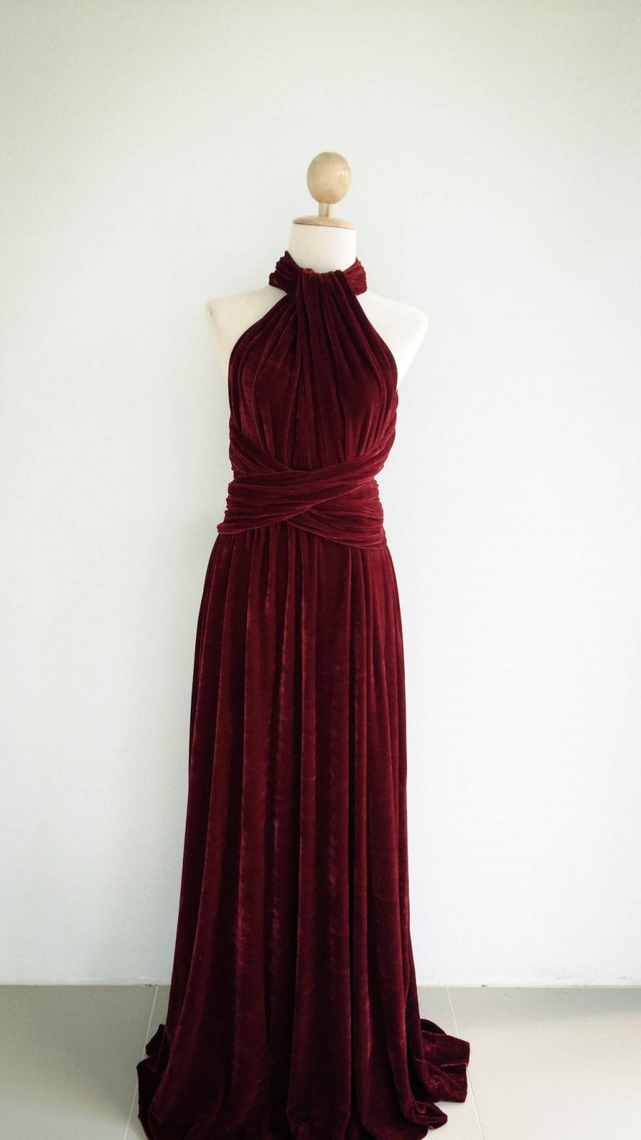 Mariage - Burgundy Velvet dress Bridesmaid Dress infinity Dress Prom Dress Convertible Dress Wrap Dress