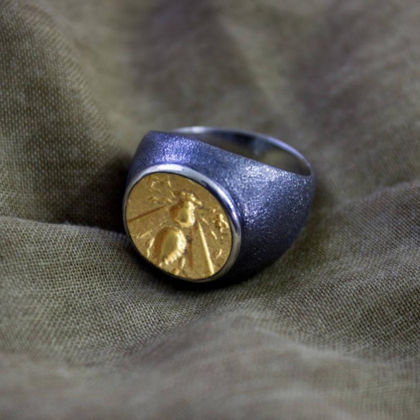 Hochzeit - Ancient Coin Ring, Bee Coin, Sterling Silver Ring, Men & Women's Ring, Ancient Ring, Silver coin ring, men ring, women ring