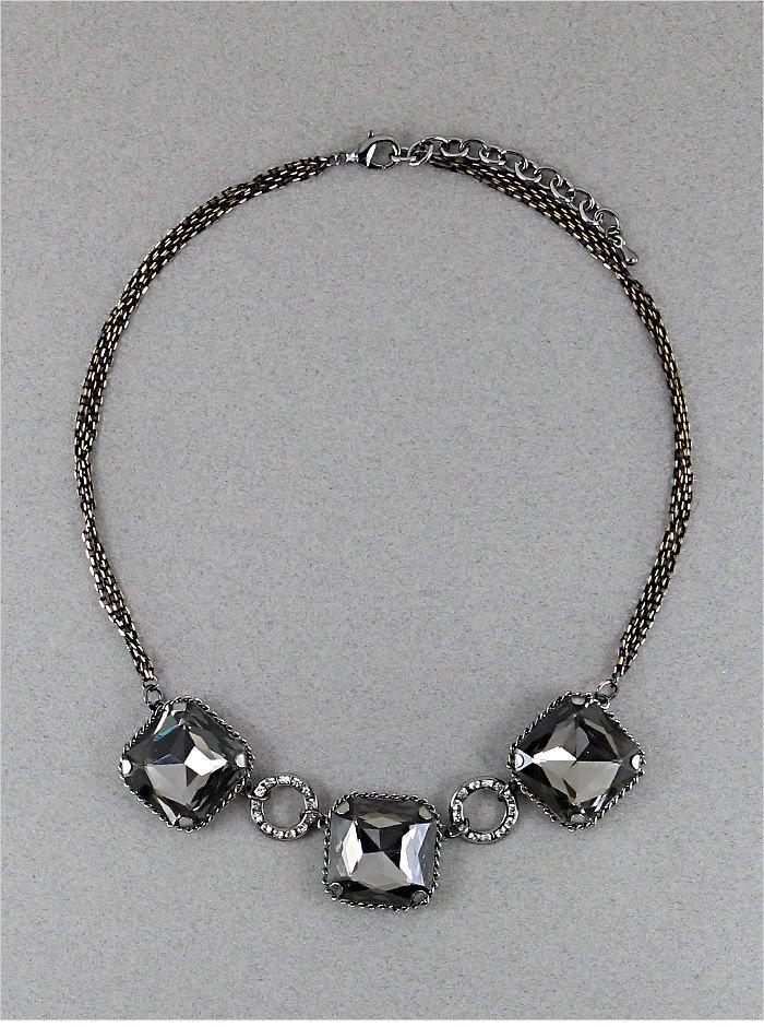 زفاف - Bling Necklace in Smokey Grey Crystal Colorations