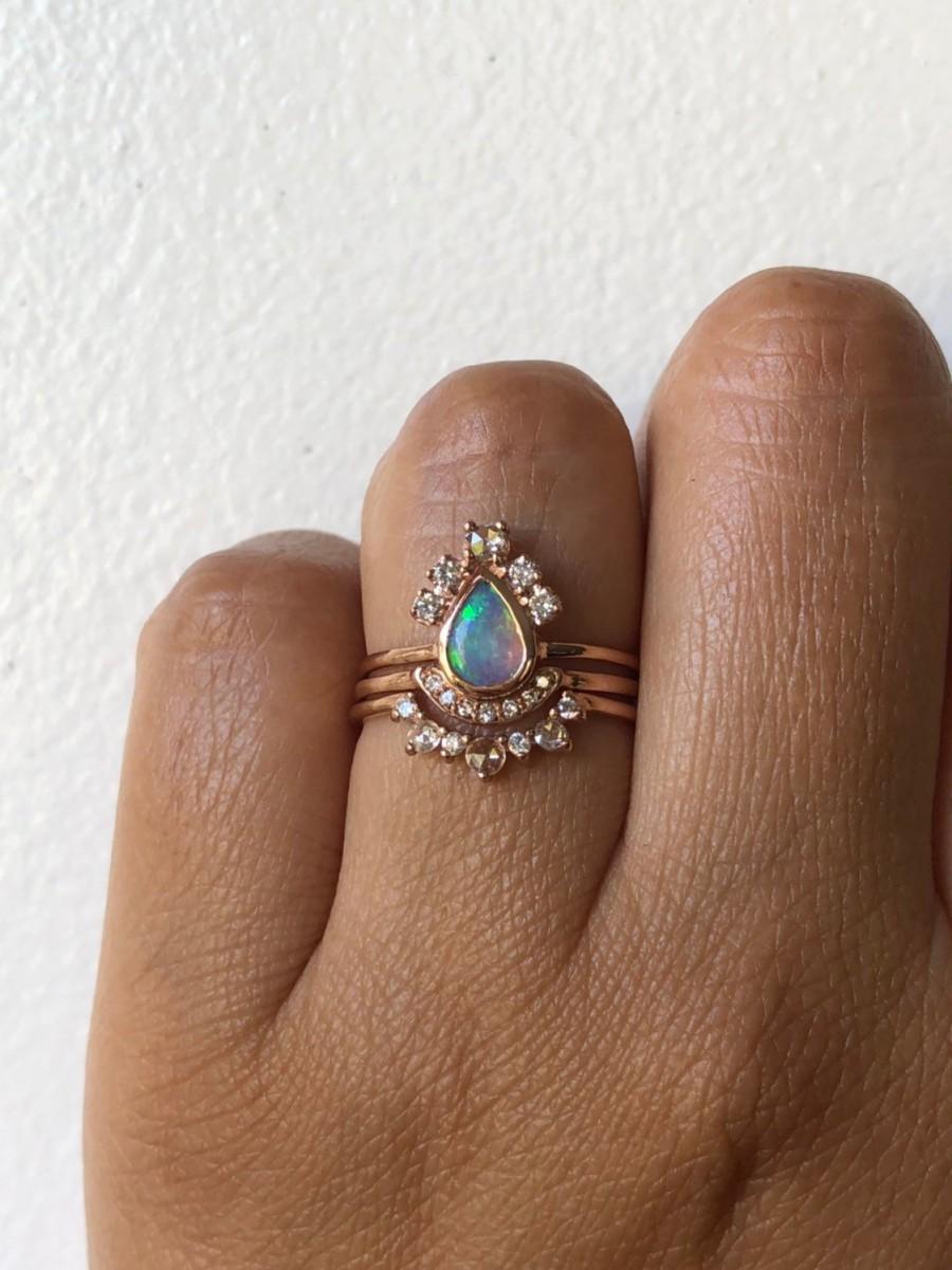 زفاف - Opal Crown Ring, Opal Pear Ring, Opal Ring, Opal Engagement Ring, Opal Wedding Ring, Opal pear, Unique Engagement Ring