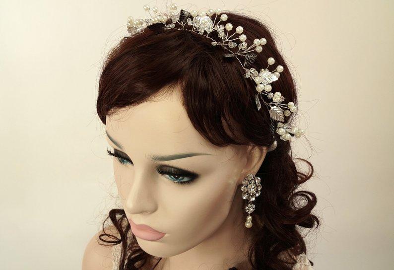 Wedding - Wedding headband,Bridal hair vine,Bridal headpiece,Bridal hair piece,Bridal tiara,Bridal crown,Wedding hair accessories,Pearl headband