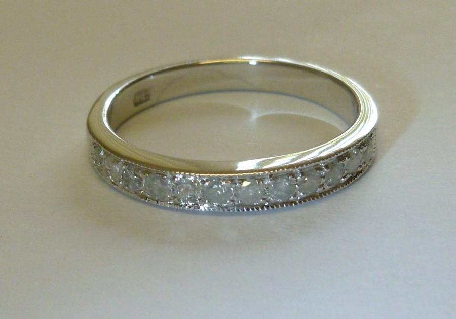 Hochzeit - Diamond Eternity Ring, 9ct Ladies Diamond Ring Womens White Gold Half Eternity Ring Diamond Engagement Ring Diamond Wedding Ring R20 Custom