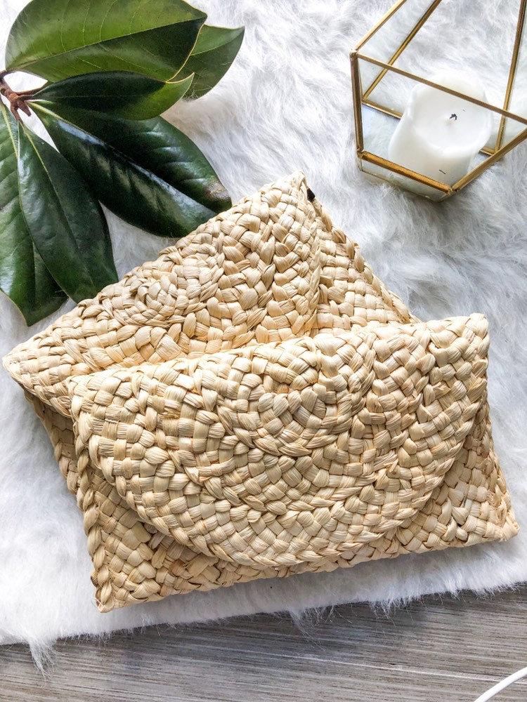 Свадьба - Straw bag, Bohemian Straw Clutch Purse,Natural Purse,Day Clutch Purse,Knitted Purse,Beach Clutch,Rattan Clutch,Vegan Natural Purse
