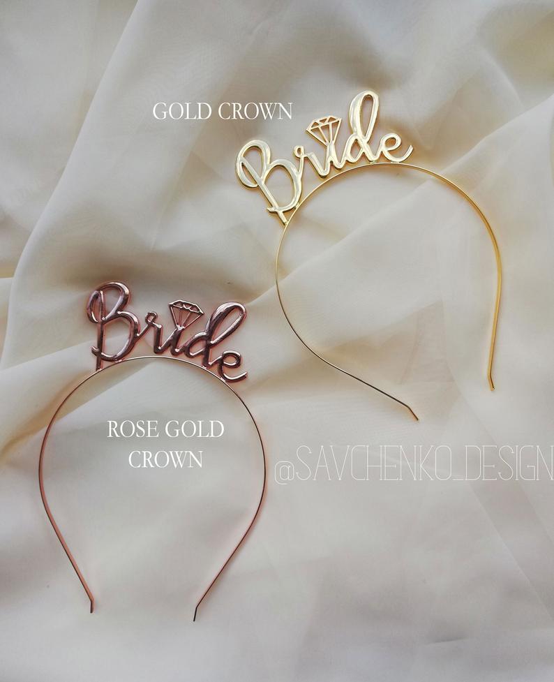 Hochzeit - Rose Gold Bride Party Headband