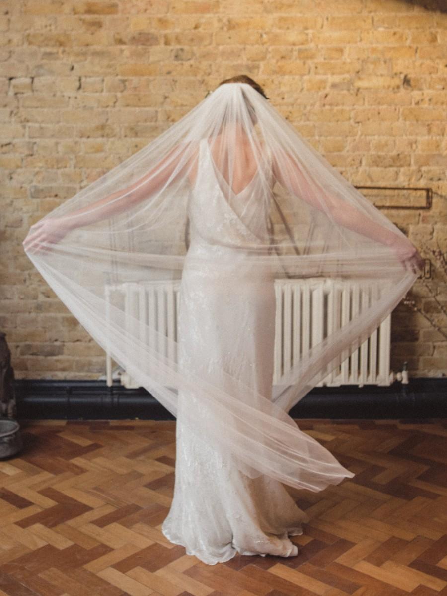 زفاف - Soft wedding veil, silk style veil, full veil, wide veil, single tier veil, raw edge veil, English Net veil, simple wedding veil - 'BEAUTY'