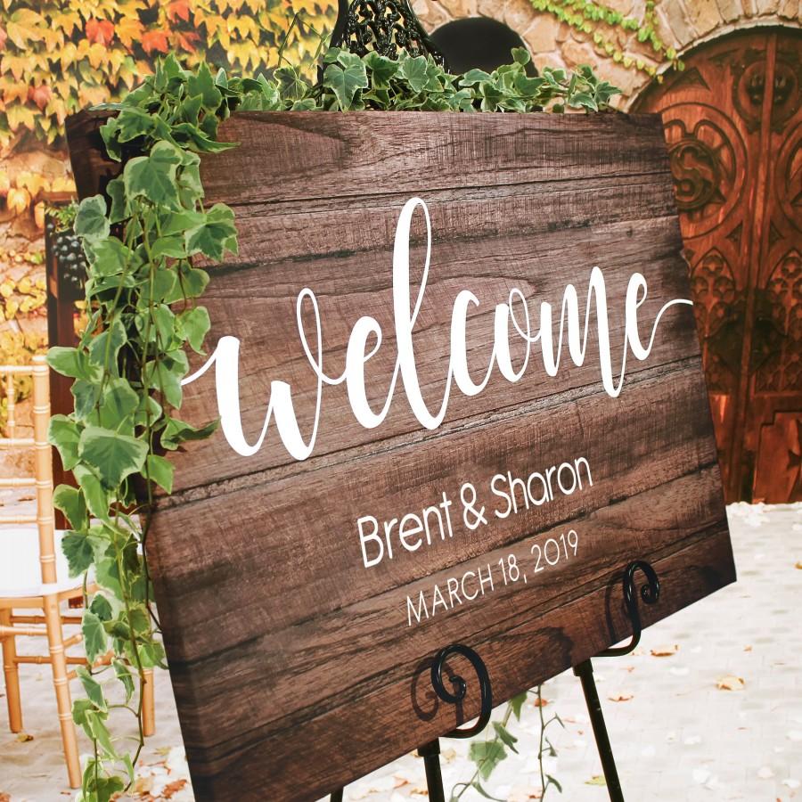 Hochzeit - Rustic Wedding Welcome Sign Wood Rustic Wood Wedding Sign Welcome Wedding Signs Wooden Wedding Signs Painted on Canvas - Easel Not Included