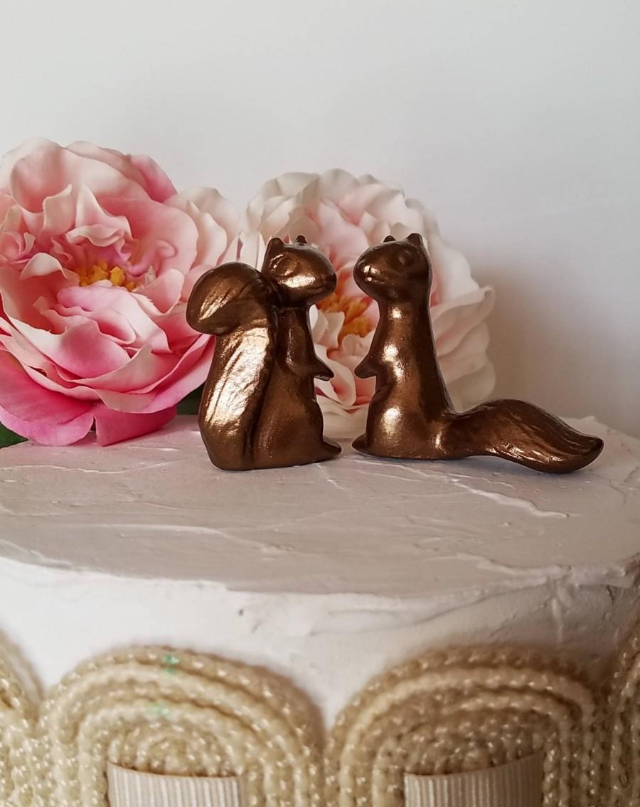 Wedding - Copper Wedding Cake Topper In Stock Adorable Ceramic Squirrels in Love Anniversary Gift Copper Animals Home Decor Ceramic Vintage Design