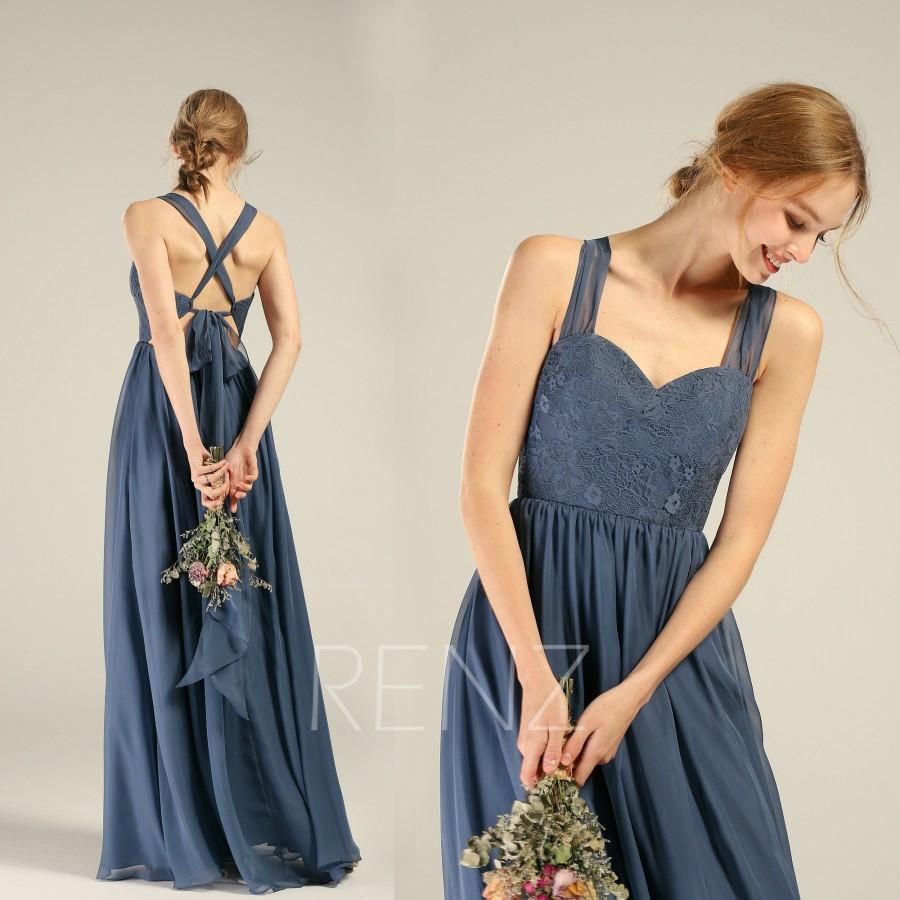 Свадьба - Prom Dress Dark Steel Blue Chiffon Bridesmaid Dress Adjustable Straps Wedding Dress Lace-up A-line Maxi Dress Sweetheart Party Dress(H741)