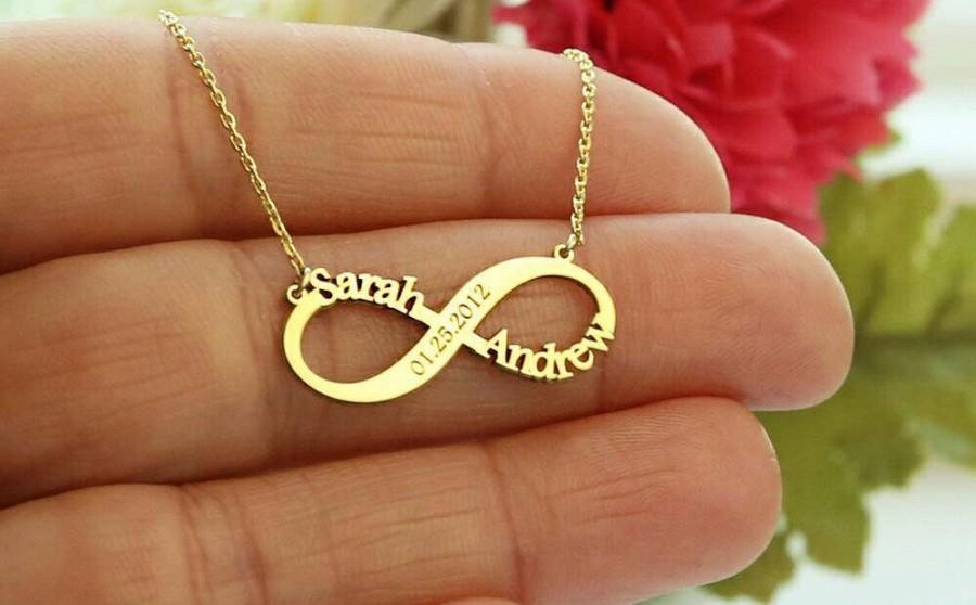 Mariage - Personalized Infinity Necklace-Infinity Necklace-Gold Necklace-Infinity Name Necklace-Personalized Gift-Bridesmaid Gift-Jewelry-Mother's Day