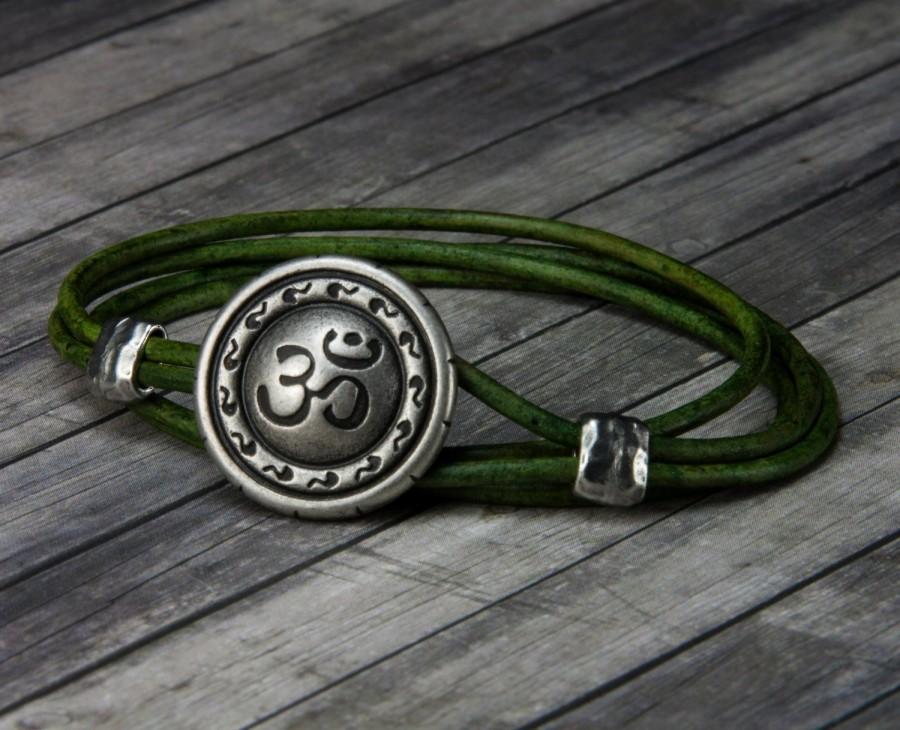 زفاف - Leather Bracelet - Om Bracelet - Leather Wrap Bracelet - Om Leather Bracelet - Yoga Jewelry - Yoga Bracelet - Yoga - Om - Buddhist - Hindu