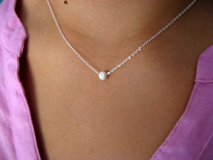 زفاف - Dainty Stardust Bead Necklace - Sterling Silver Necklace with Little stardust bead - geometric - charm necklace