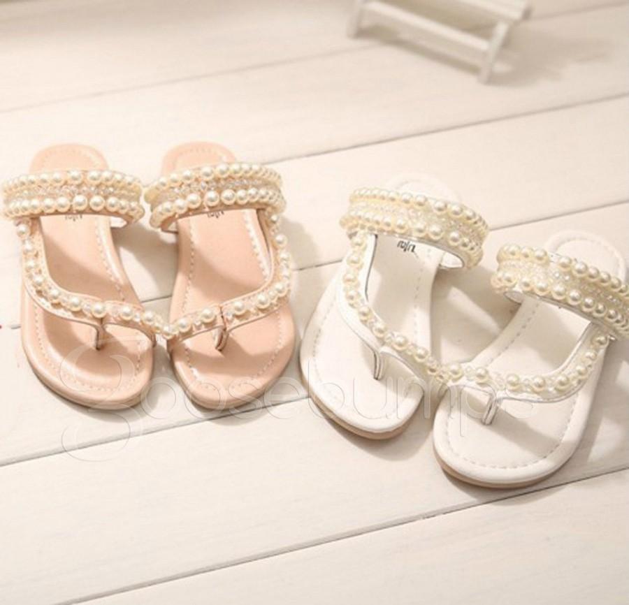 زفاف - Princess Pearl Sandals Bridal Sandals Bride Shoes Vintage Flower Girl Communion Wedding Princess Accessories Bridal Bridesmaid Accessories