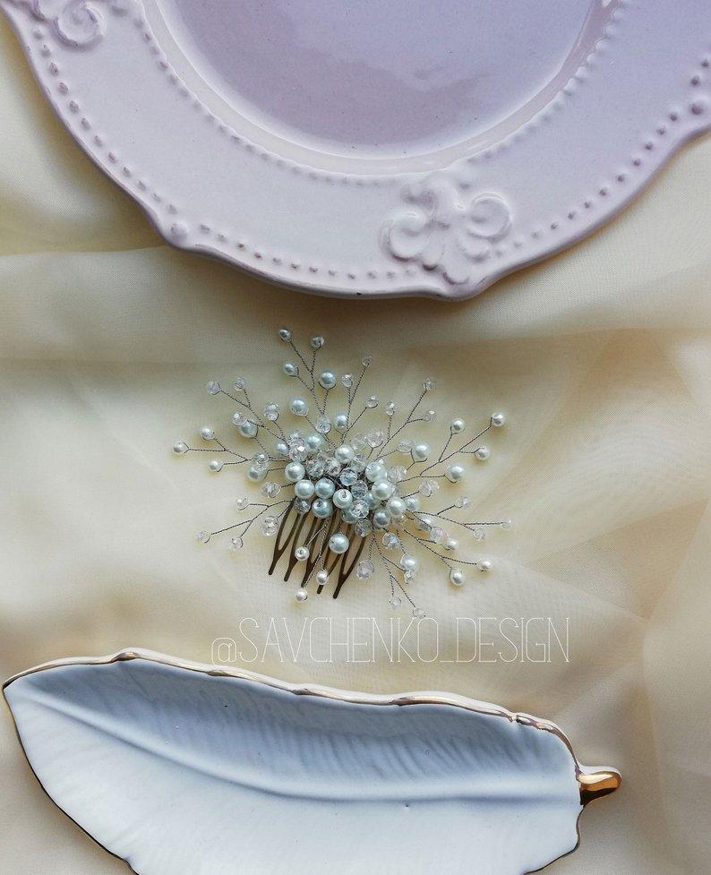Mariage - Pearls bridal hair comb
