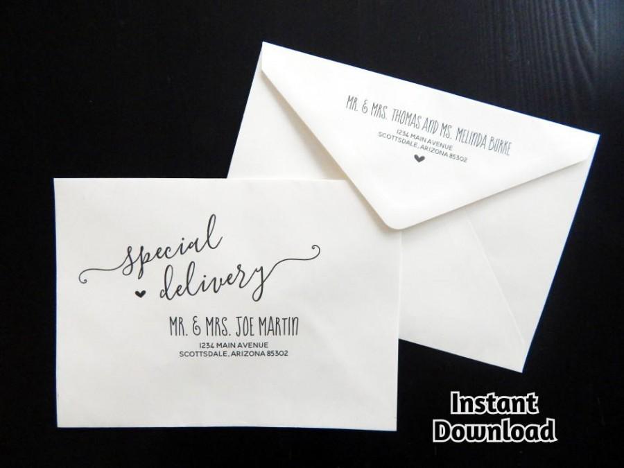 زفاف - Wedding Envelope Template - Printable Envelope Address Template - Rustic Calligraphy Instant Download Digital File PDF A2 A7 #10 - Christmas