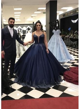Wedding - Navy Blau Abendkleider Lang Günstig 