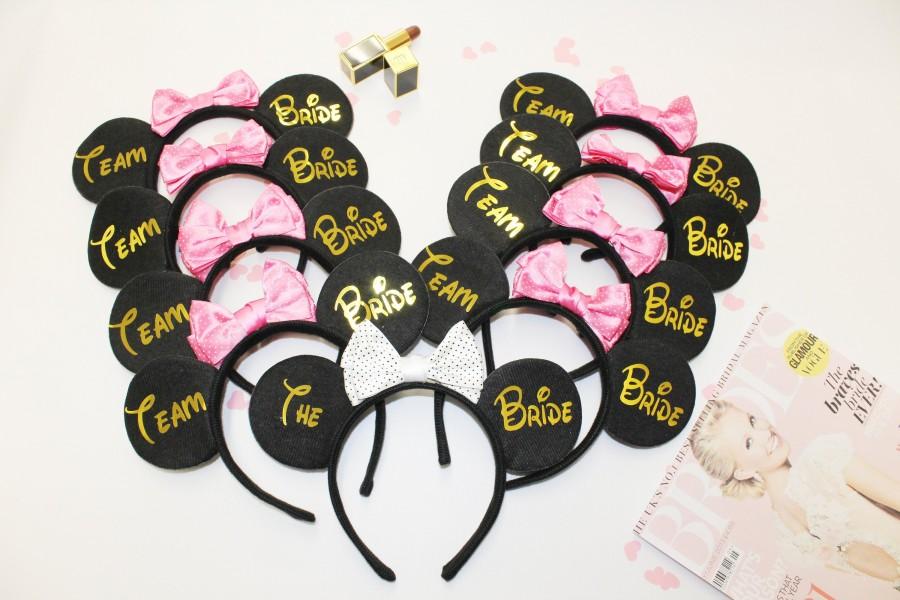 Wedding - Minnie Mouse tiara, Bridal Minnie Ears, Bachelorette Minnie Ears, Bachelorette Disney Party ears