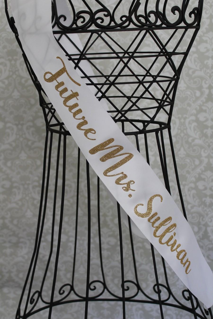 زفاف - Northern Lights cursive personalized Future Mrs. Bridal sash