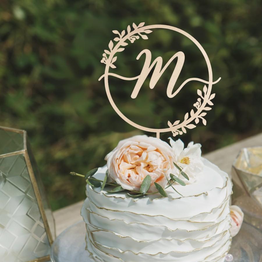 Wedding - Garden wedding cake topper, Woodland cake topper, Monogram wedding cake topper, Initial cake topper, Boho cake topper