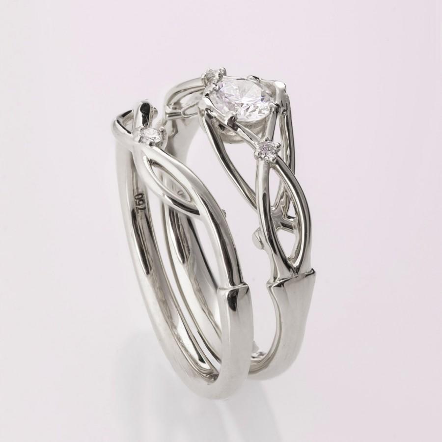 Mariage - Celtic Wedding Set, Platinum Diamond Bridal Set, Bridal Set, Unique engagement ring, Knot wedding set, celtic ring, knot ring, 9