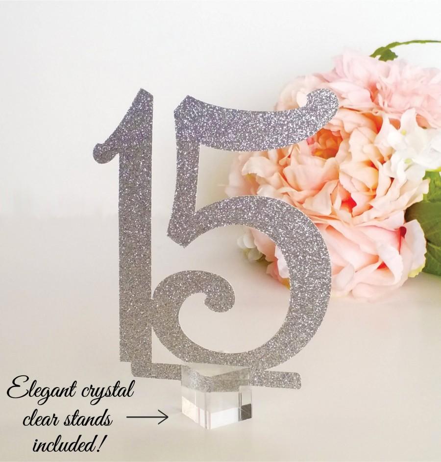 Wedding - Wedding Table Numbers, Sparkling Glitter, Free Standing Table Numbers; Gold Glitter, Black, Silver Glitter Table Numbers, Wedding Decor