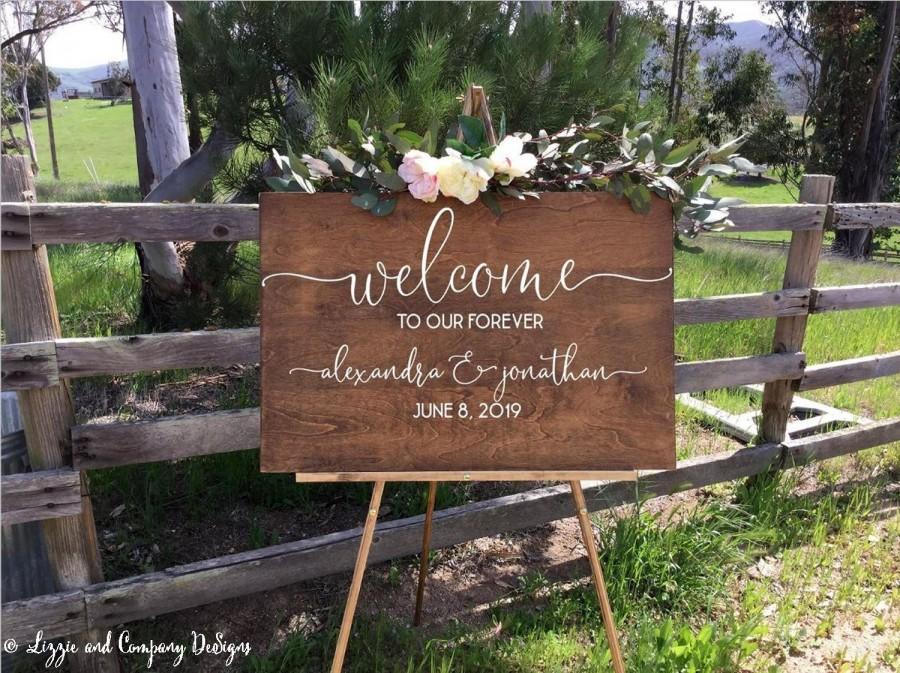 Wedding - Welcome to Our Forever Sign, Welcome Wedding Sign, Rustic Wedding Welcome Sign, Wedding Easel Sign, Custom Easel Sign,Wedding Welcome Sign
