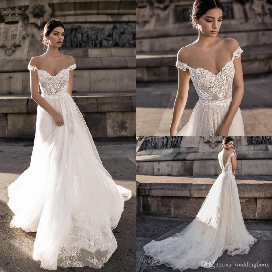Wedding - Discount Gali Karten 2019 Sexy Wedding Dresses Sheer Backless Bohemian Off The Shoulder Lace Appliqued Wedding Gowns Modified A Line Wedding Dress Online Wedding Gowns From Weddingbook, $126.64
